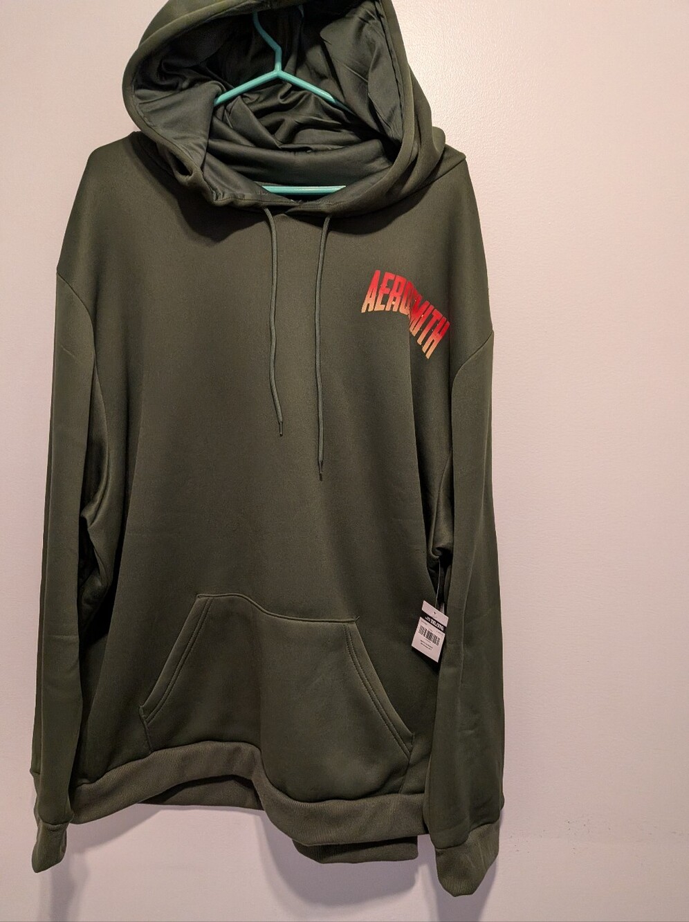 Aerosmith Olive Green Pullover Hoodie with Red Logo